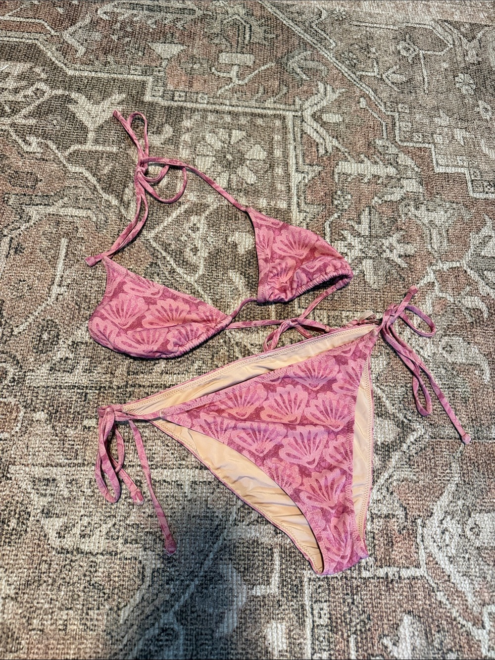 SPELL Pink Floral Tie-Side Bikini Set - Women’s Two-Piece Swimwear
